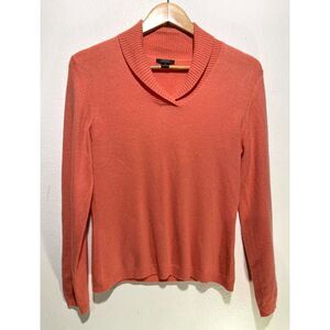Prive cashmere sweater classic Shawl collar preppy orange casual women S